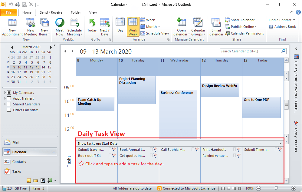 Outlook Daily Task List