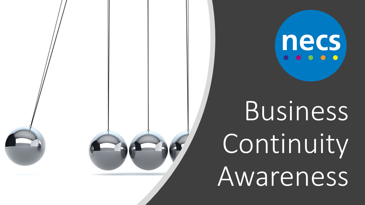 NECS Business Continuity Awareness course Icon featureing Newtons Cradle