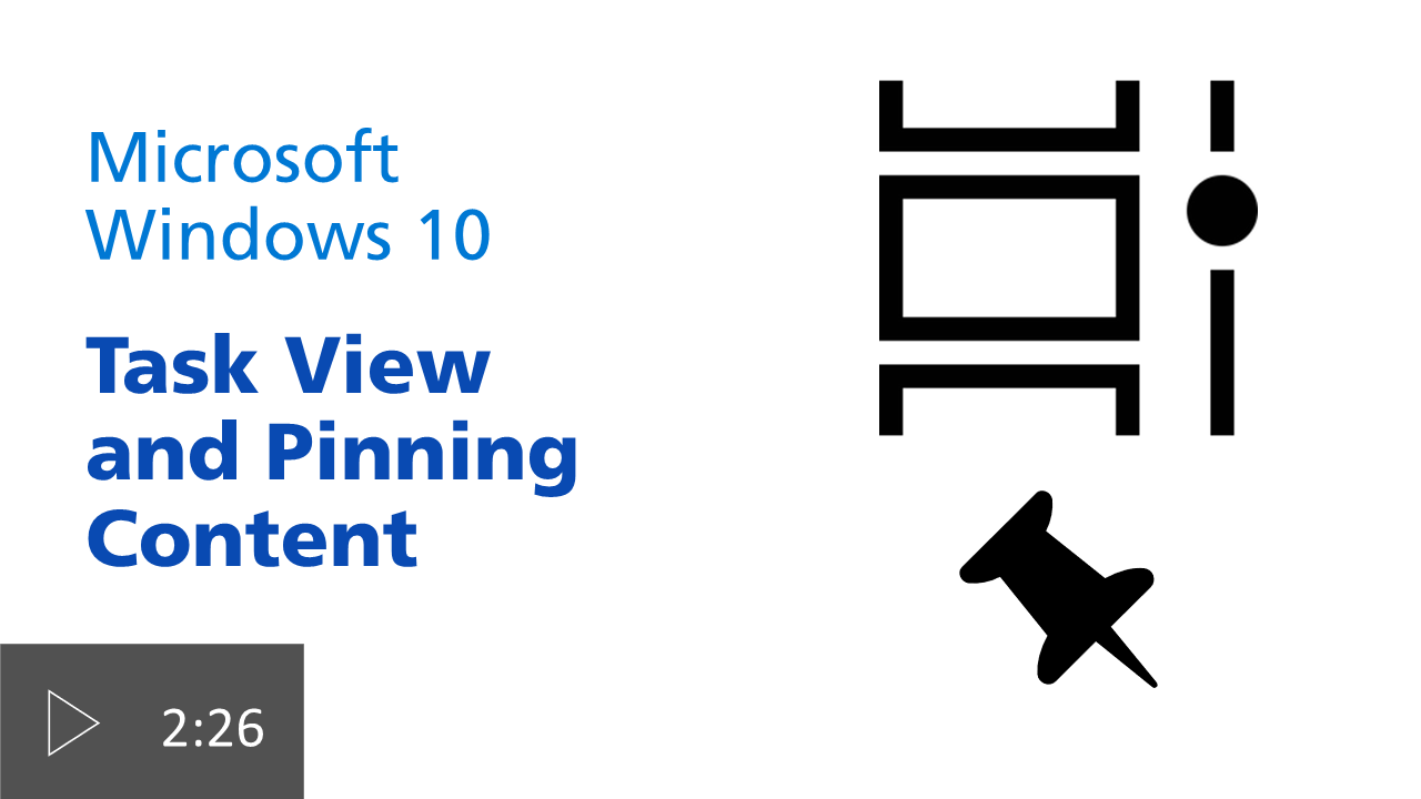 Windows 10 task view and pinning content