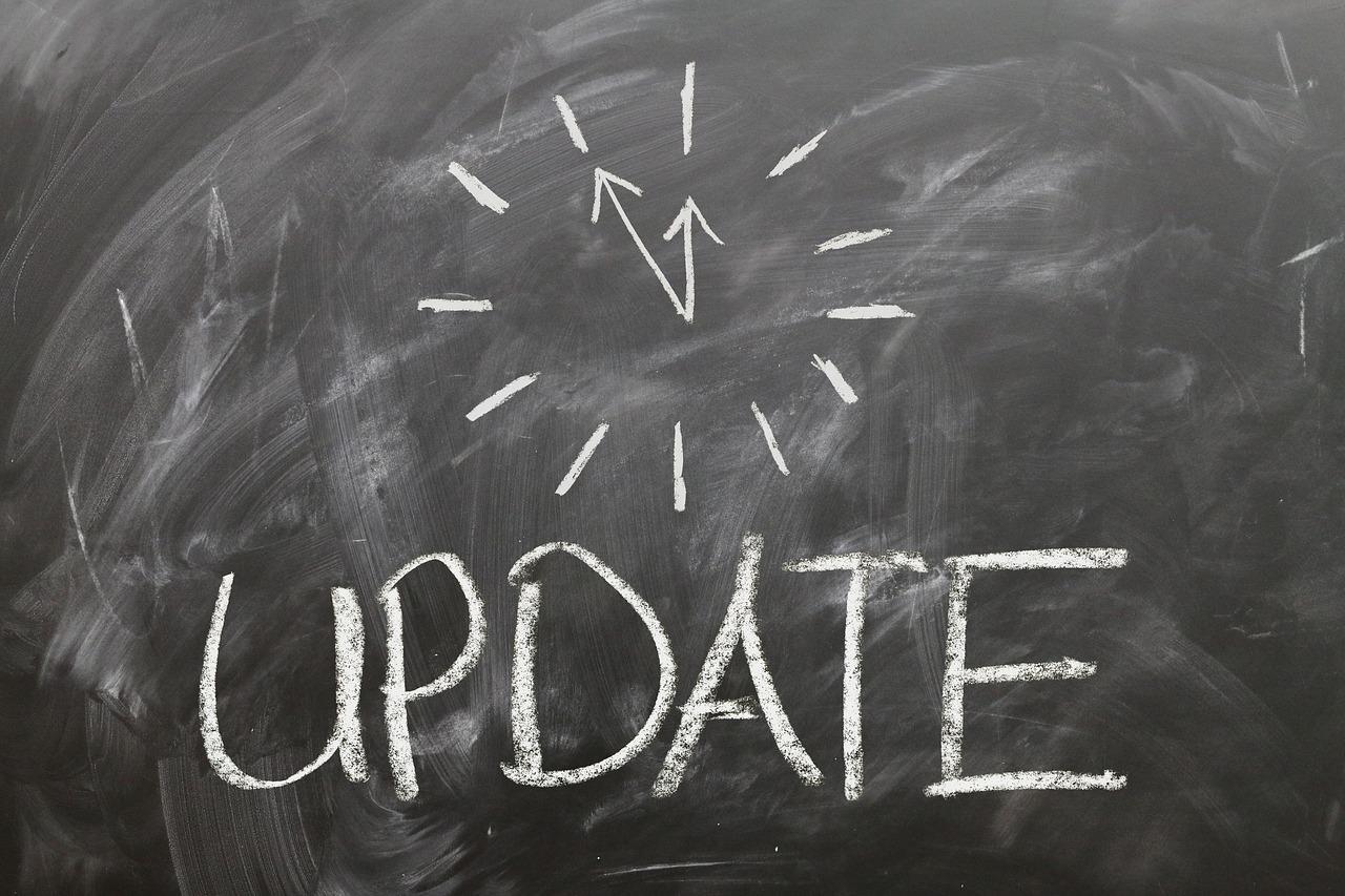 picture of blackboard with the word update on