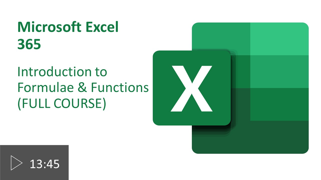 Microsoft Excel cover image for the introduction to formulas and functions course