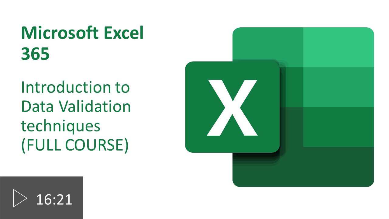 Microsoft Excel cover image for the introduction to data validation course