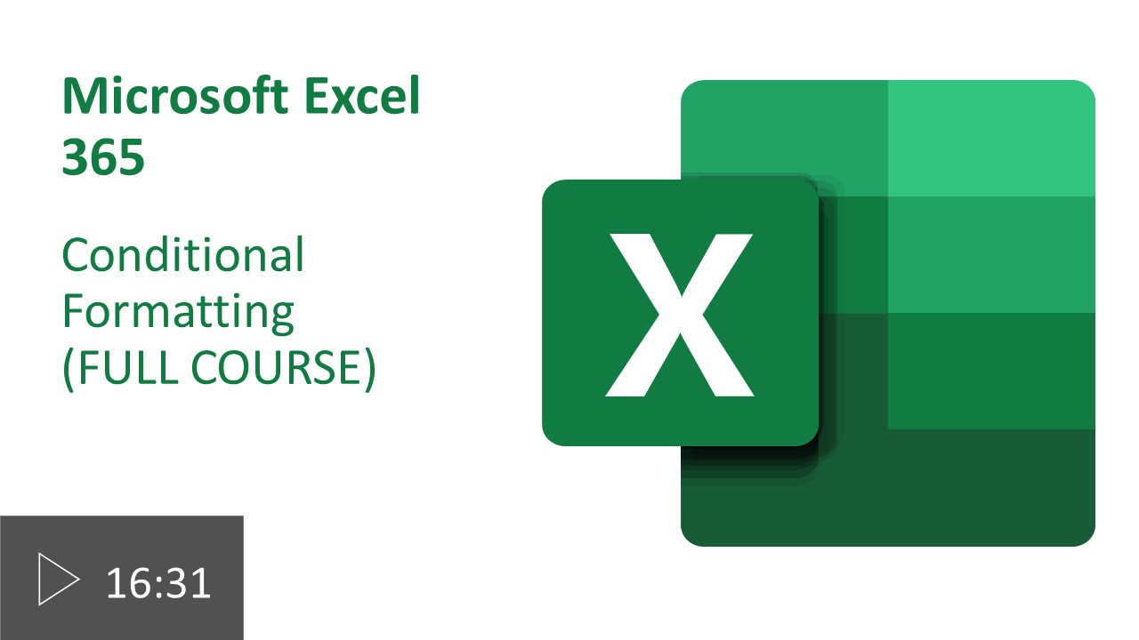 Microsoft Excel cover image for the conditional formatting course