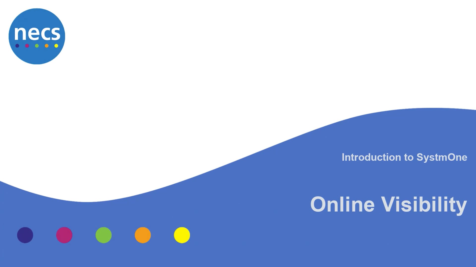 Title screen for Introduction to SystmOne - Online Visibility